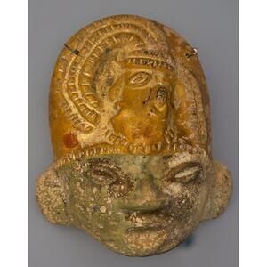 Mesoamerican-Inspired Terra Cotta Clay Mask Wall Decor Mayan Aztec Vintage 10x8”